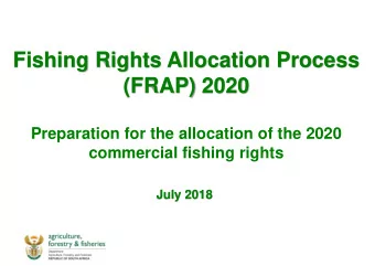 (FRAP) 2020  Preparation for the allocation of the 2020  commercial fishing rights  July 2018