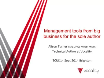 Management tools from big  business for the sole author Alison  Turner   CEng  CPhys