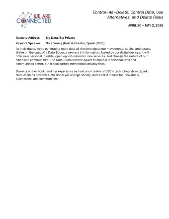 Control  Alt  Delete: Control Data, Use  Alternatives, and Delete Risks  APRIL 30 PRIL 30