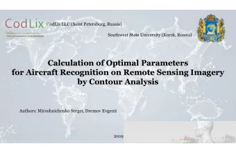 Calculation of Optimal Parameters  Calculation of Optimal Parameters  for Aircraft Recognition on
