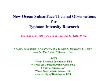 New Ocean Subsurface Thermal Observations  for  Typhoon Intensity Research  Lin et al. GRL 2013;