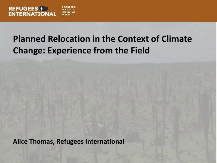 planned relocation in the context of climate