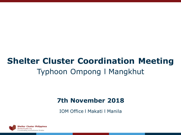 shelter cluster coordination meeting