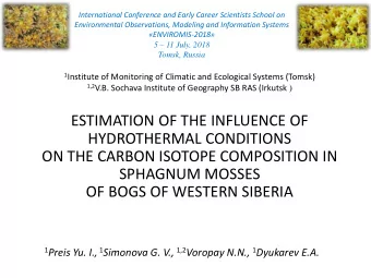 ON THE CARBON ISOTOPE COMPOSITION IN  SPHAGNUM MOSSES  OF BOGS OF WESTERN SIBERIA 1 Preis Yu. I., 1