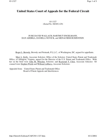 03-1327  Page 3 of 9  BACKGROUND  In the 1980s, Appellants apparently discovered two specific