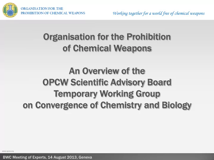 organisation for the prohibition