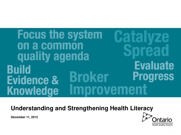 understanding and strengthening health literacy