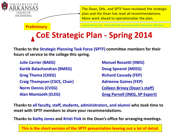 coe strategic plan spring 2014