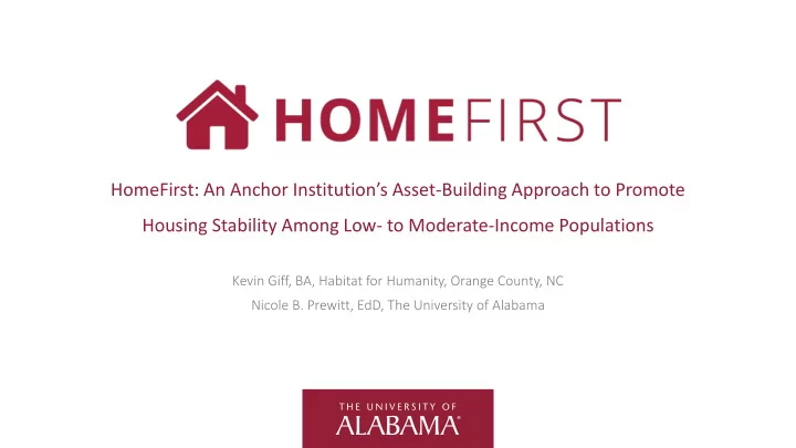 homefirst an anchor institution s asset building approach