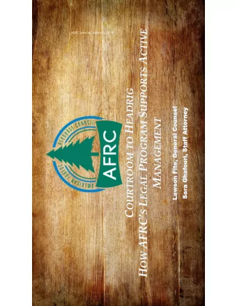 AFRC Annual Meeting 2019  Legal Program Overview  Offense  Defense  O&amp;C Act  Protect agency