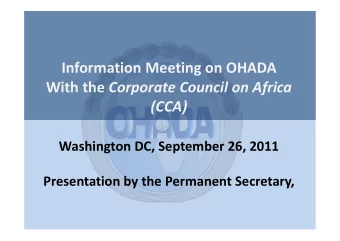 Information Meeting on OHADA With the Corporate Council on Africa  (CCA)  Washington DC, September