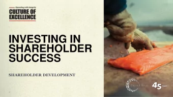 INVESTING IN  SHAREHOLDER  SUCCESS  SHAREHOLDER DEVELOPMENT  WHO ARE OUR  SHAREHOLDERS?  Operating