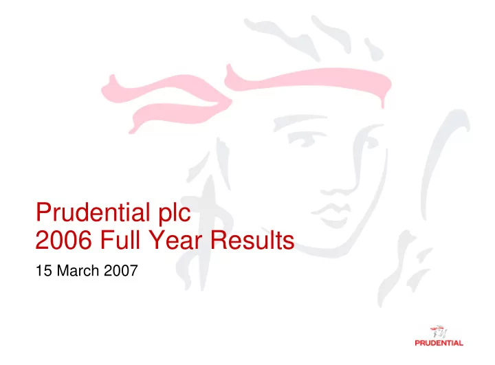 prudential plc 2006 full year results
