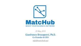 Gianfranco Brusaporci, Ph.D.  Co-Founder &amp; CEO  info@matchub.net  SMEs in Europe  Micro  Small