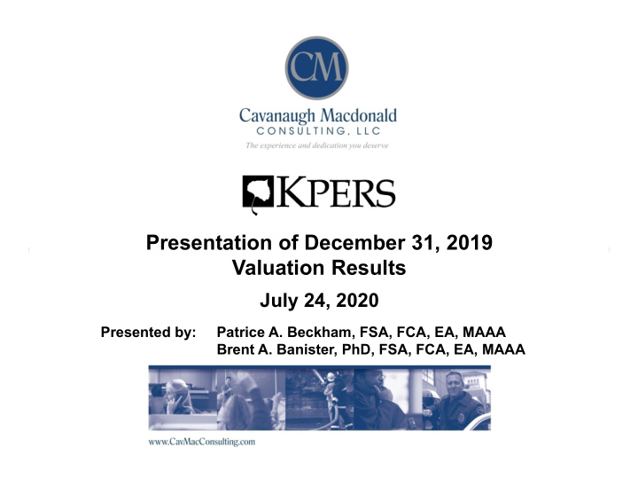 presentation of december 31 2019 valuation results