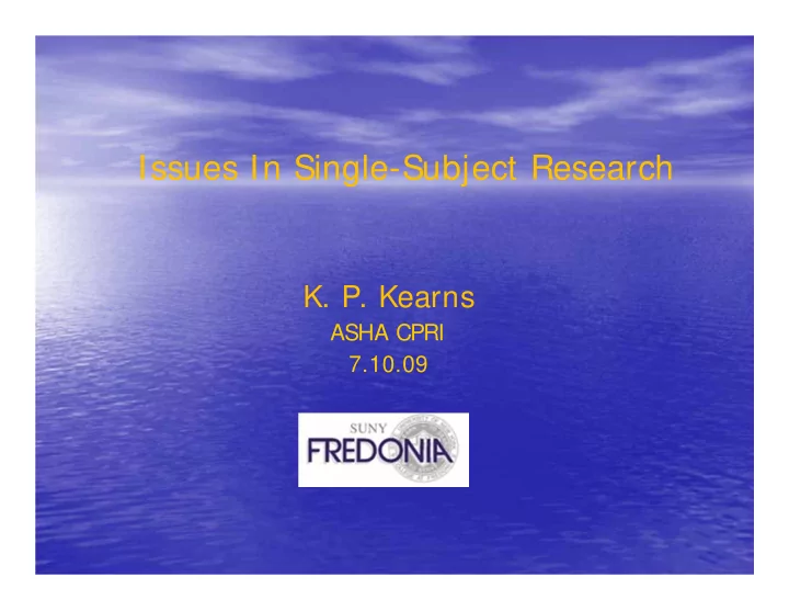 issues in single subject research