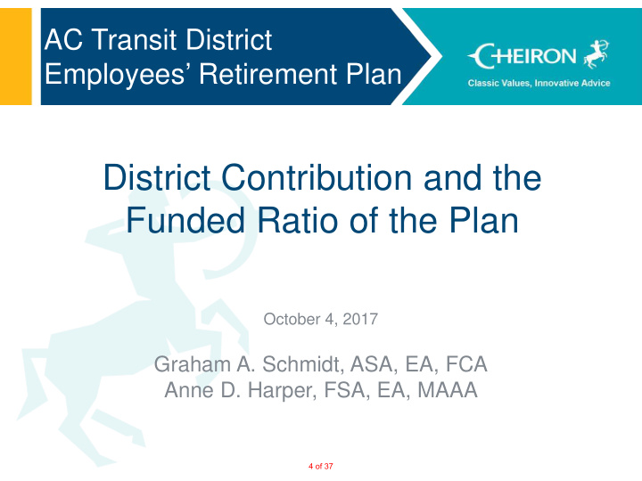 district contribution and the funded ratio of the plan