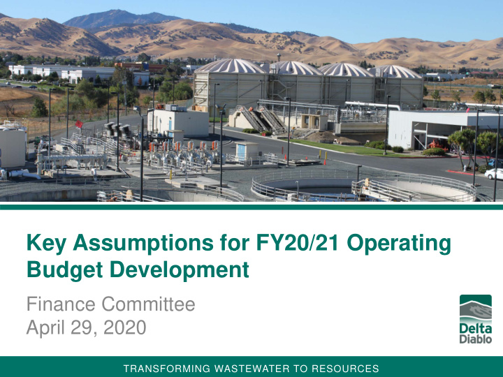 key assumptions for fy20 21 operating budget development