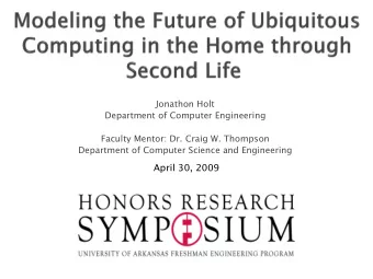 April 30, 2009  Holt, 1st Annual FEP Honors Research Symposium  2  Programmable appliances