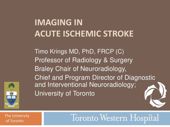 imaging in acute ischemic stroke