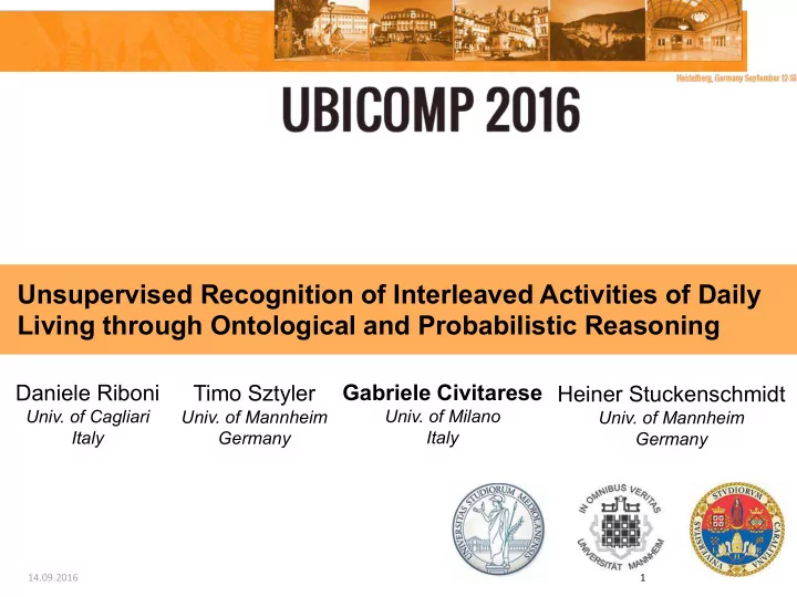 unsupervised recognition of interleaved activities of