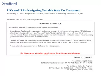 LLCs and LLPs: Navigating Variable State Tax Treatment  Responding to Latest Changes in LLC