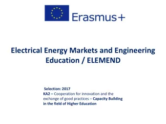 Education / ELEMEND Selection: 2017 KA2  Cooperation for innovation and the exchange of good