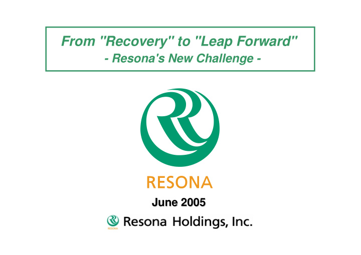 from recovery to leap forward