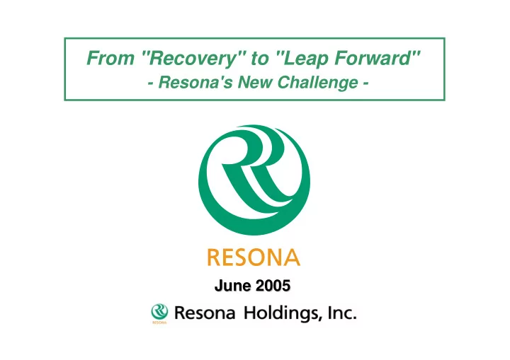 from recovery to leap forward