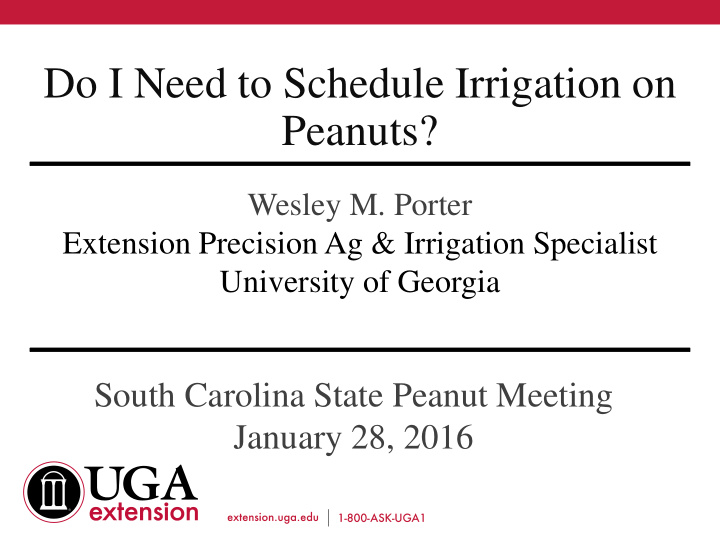 do i need to schedule irrigation on peanuts