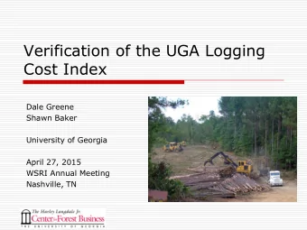 Cost Index  Dale Greene  Shawn Baker  University of Georgia  April 27, 2015  WSRI Annual Meeting