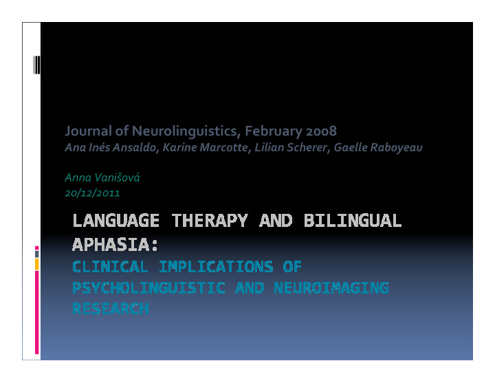 journal of neurolinguistics february 2008
