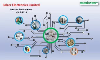 Salzer Electronics Limited  Investor Presentation  Q4 &amp; FY19  Disclaimer This presentation has