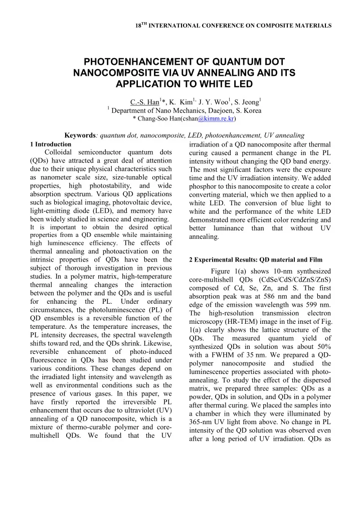 photoenhancement of quantum dot nanocomposite via uv