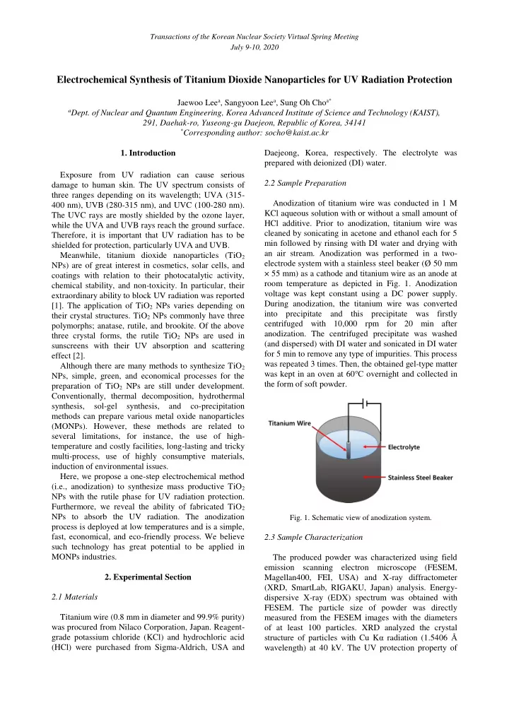 electrochemical synthesis of titanium dioxide