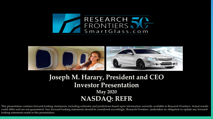 joseph m harary president and ceo investor presentation