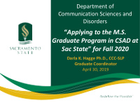applying to the m s graduate program in csad at sac state