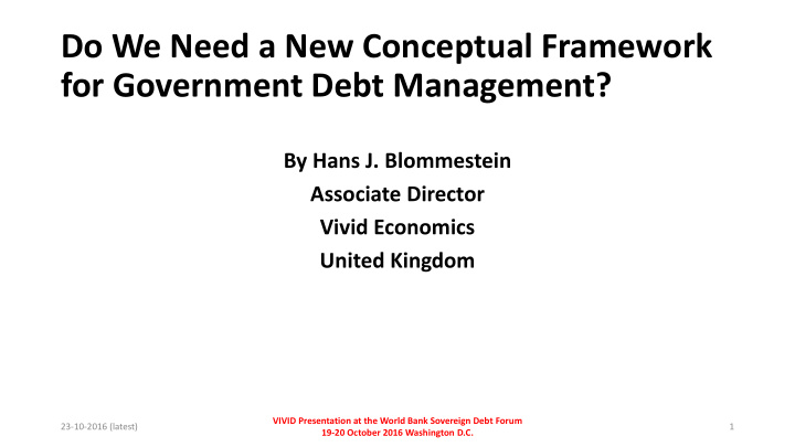 do we need a new conceptual framework for government debt