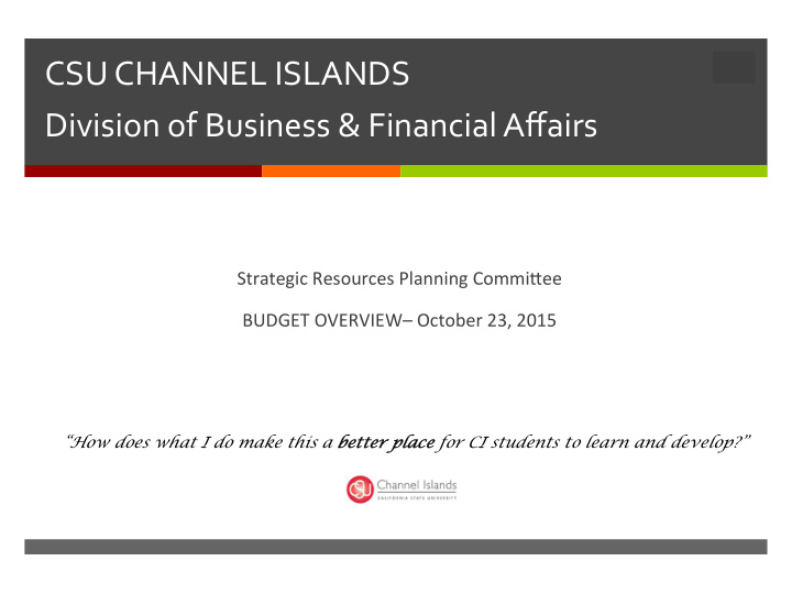 csu channel islands division of business financial affairs