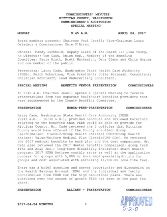 &amp;~@W~ COMMISSIONERS' MINUTES KITTITAS COUNTY, WASHINGTON COMMISSIONER'S AUDITORIUM SPECIAL