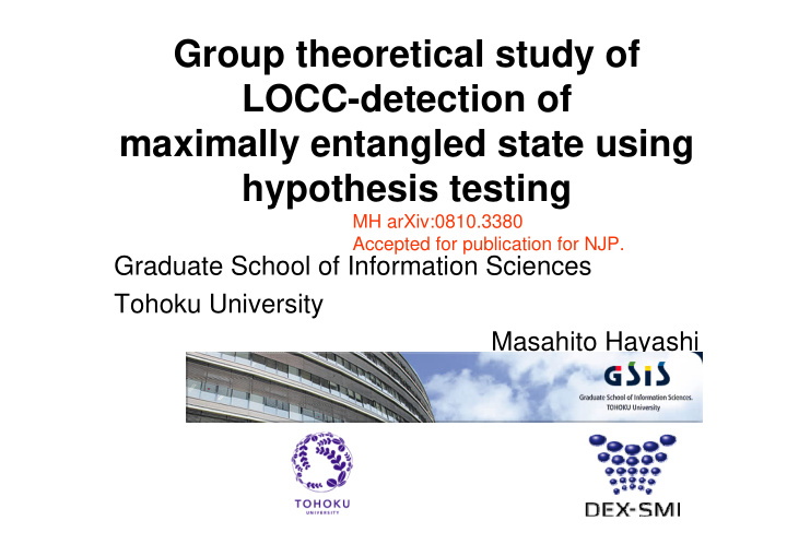 group theoretical study of locc detection of maximally