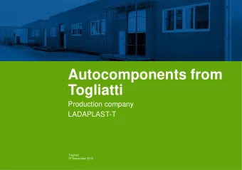 Autocomponents from  Togliatti  Production company  LADAPLAST-T  Togliatti 8 th November 2018