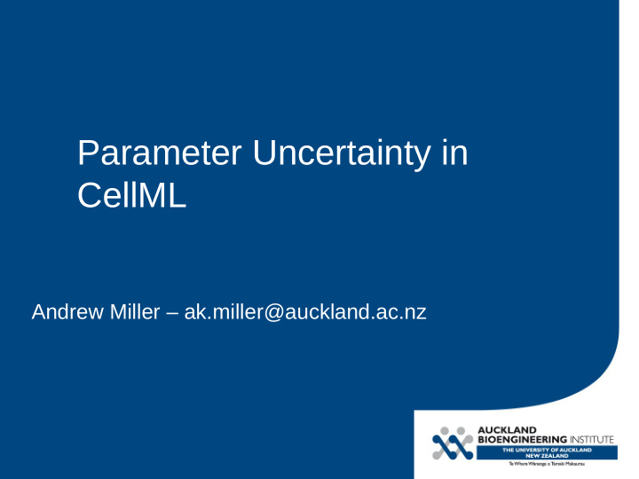 parameter uncertainty in cellml