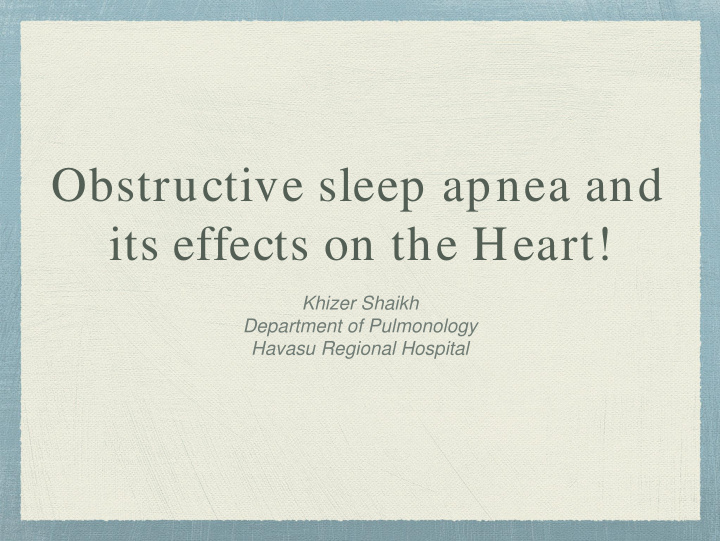 obstructive sleep apnea and