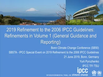 2019 Refinement to the 2006 IPCC Guidelines:  Refinements in Volume 1 (General Guidance and
