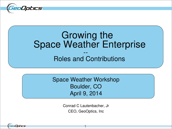 growing the space weather enterprise