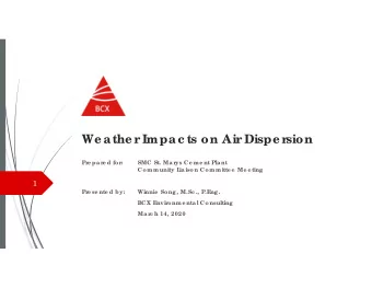 We athe r  Impac ts on Air  Dispe r  sion  Pr  e par  e d for  :  SMC St. Mar  ys Ce me nt Plant