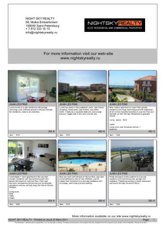 For more information visit our website  www.nightskyrealty.ru  JUAN LES PINS  JUAN LES PINS
