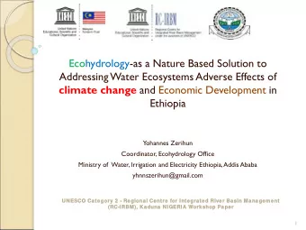 Ecohydrology-as a Nature Based Solution to  Addressing Water Ecosystems Adverse Effects of climate