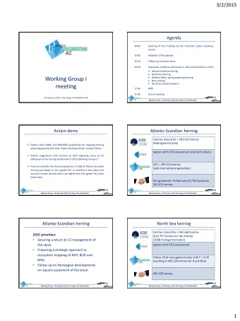 Working Group I  Western Baltic spring spawning herring    Blue whiting    North Sea horse